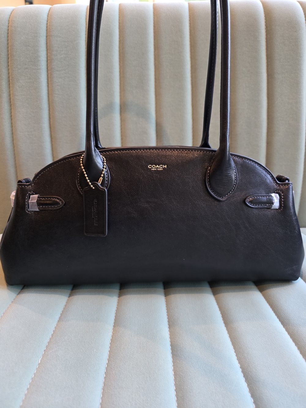 COACH Black Leather Dome Shoulder Bag